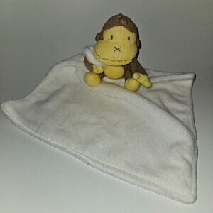 Baby Bum Brown Yellow Knit Monkey Plush White Lovey Stuffed Baby Toy